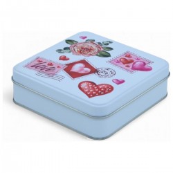 Custom Printed 120x120x40 mm Matte White Square Tin Box