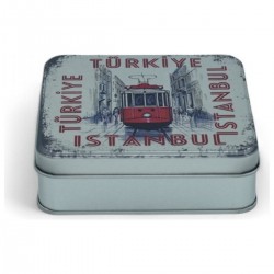 Custom Printed 120x120x40 mm Matte Silver Square Tin Box