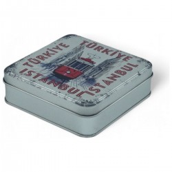 Custom Printed 120x120x40 mm Matte Silver Square Tin Box