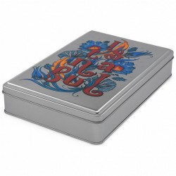 Custom Printed 140x240x45 mm Matte Silver Rectangular Tin Box