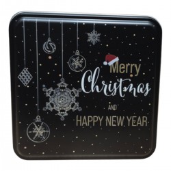 Custom Printed 158x158x40 mm Matte Black Square Tin Box