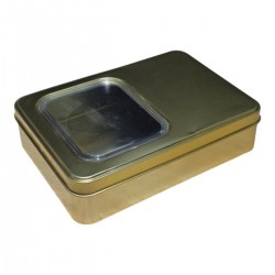 Custom Printed 135x190x45 mm Rectangular Tin Box with Window