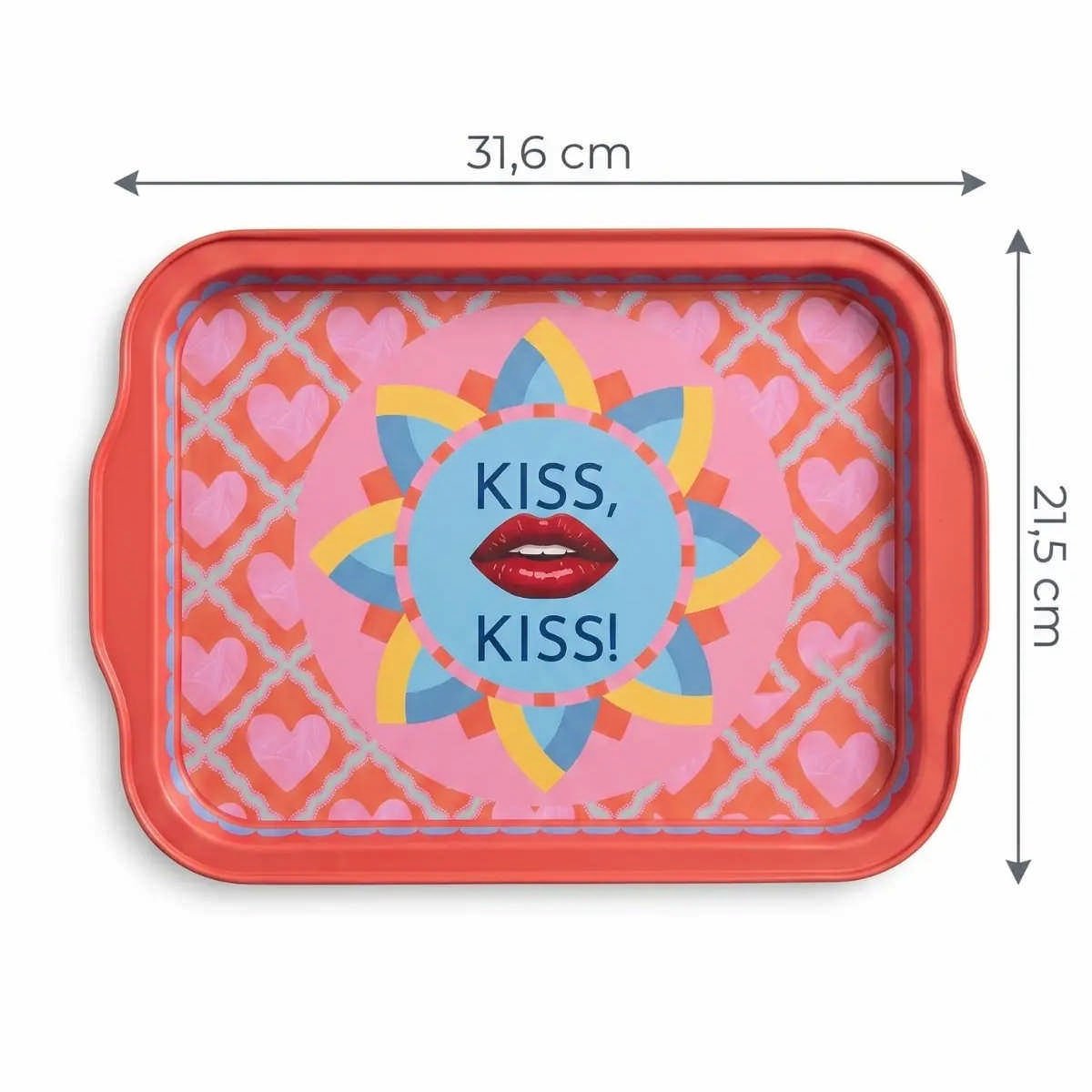 Candy Kisses Printed Metal Serving Tray with Handles - 215x316 mm — Trays — Tinbox
