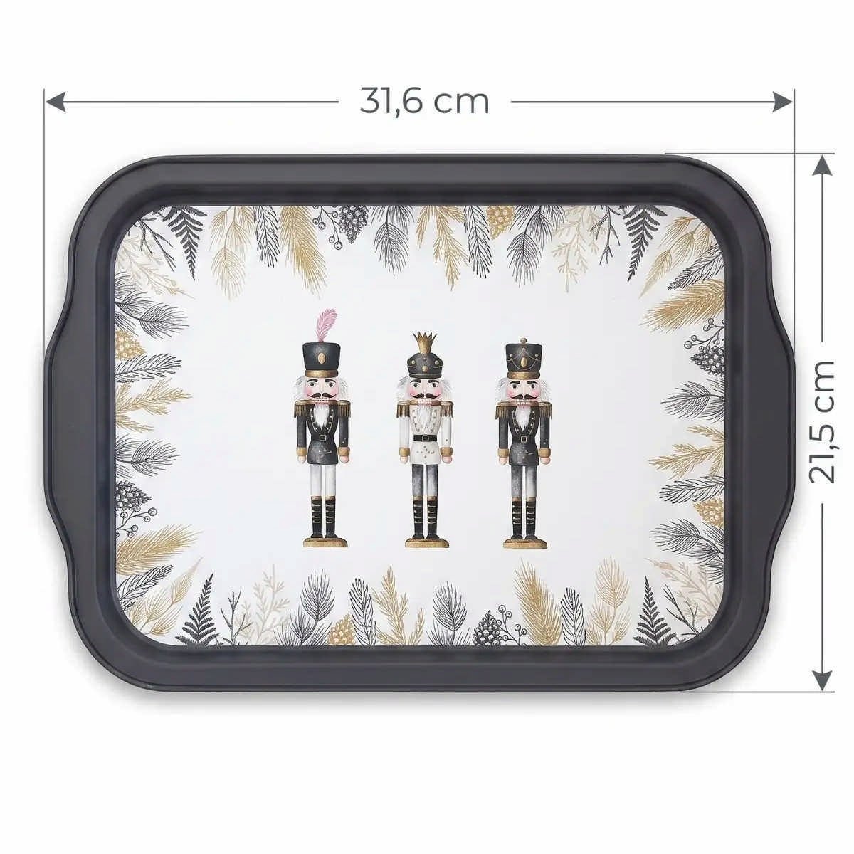 Golden March Serisi Kulplu Metal Sunum Tepsisi - 215x316 mm — Tepsiler — Tinbox