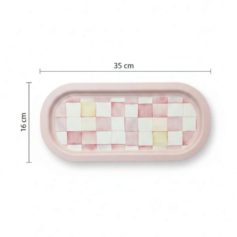 Joy Yazılı Pembe Çizgili Dekoratif Metal Servis Tepsisi - 215x316 mm — Tepsiler — görsel 2 / 5 — Tinbox