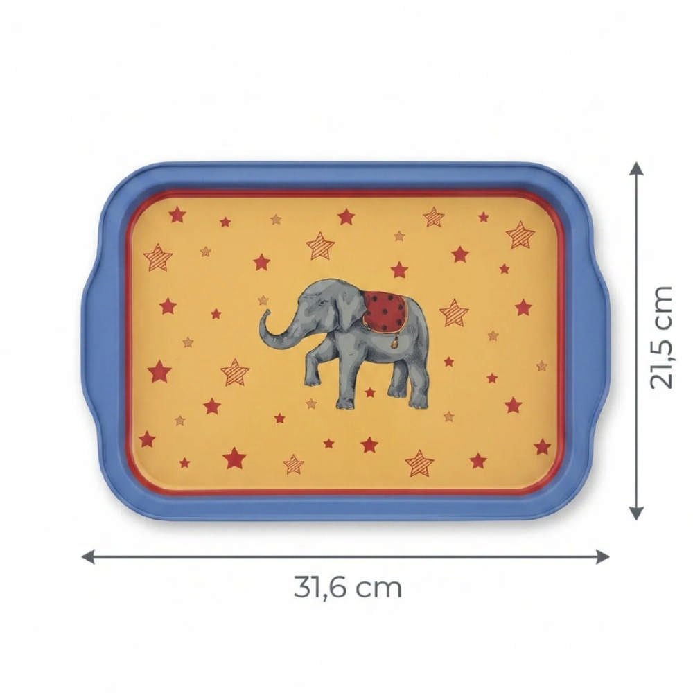 Sirk Fili ve Yıldız Desenli Dekoratif Metal Servis Tepsisi - 215x316 mm — Tepsiler — görsel 3 / 5 — Tinbox