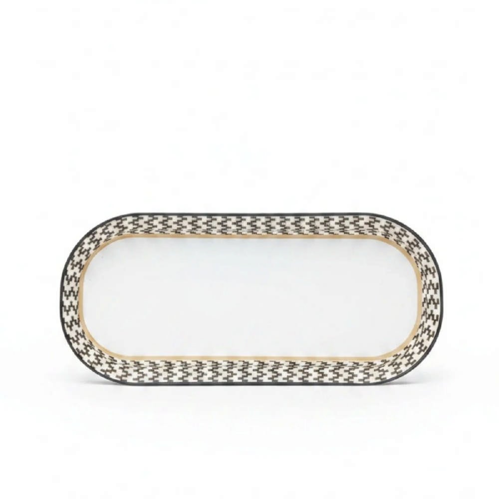 Botanik Zambak Desenli Desenli Oval Metal Servis Tepsisi - 160x350 mm — Tepsiler — görsel 4 / 6 — Tinbox