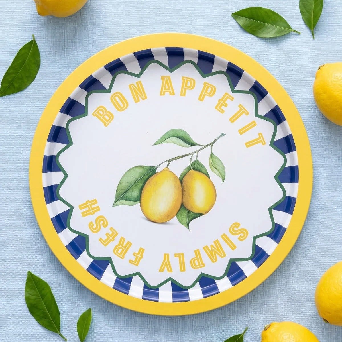 Simply Lemon Limon Desenli Yuvarlak Metal Servis Tepsisi - Ø315 mm — Tepsiler — görsel 4 / 5 — Tinbox