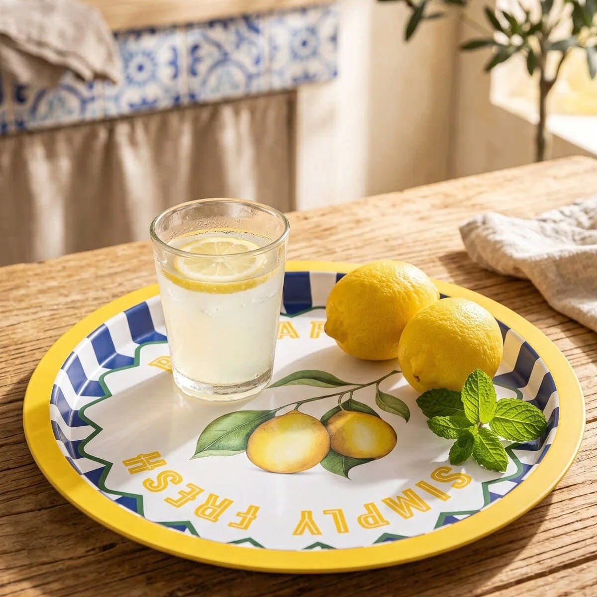 Simply Lemon Limon Desenli Yuvarlak Metal Servis Tepsisi - Ø315 mm — Tepsiler — görsel 5 / 5 — Tinbox