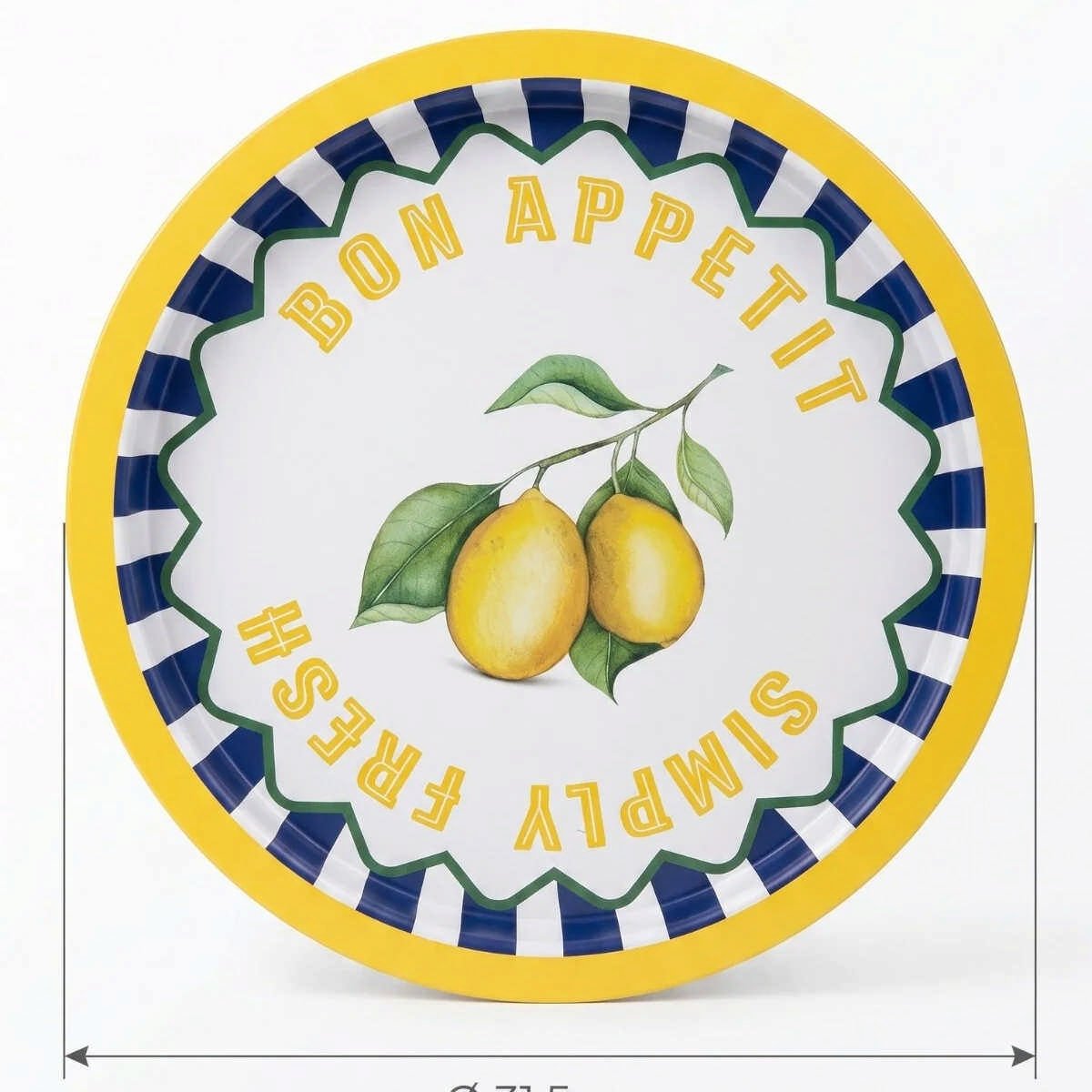 Simply Lemon Limon Desenli Yuvarlak Metal Servis Tepsisi - Ø315 mm — Tepsiler — görsel 1 / 5 — Tinbox