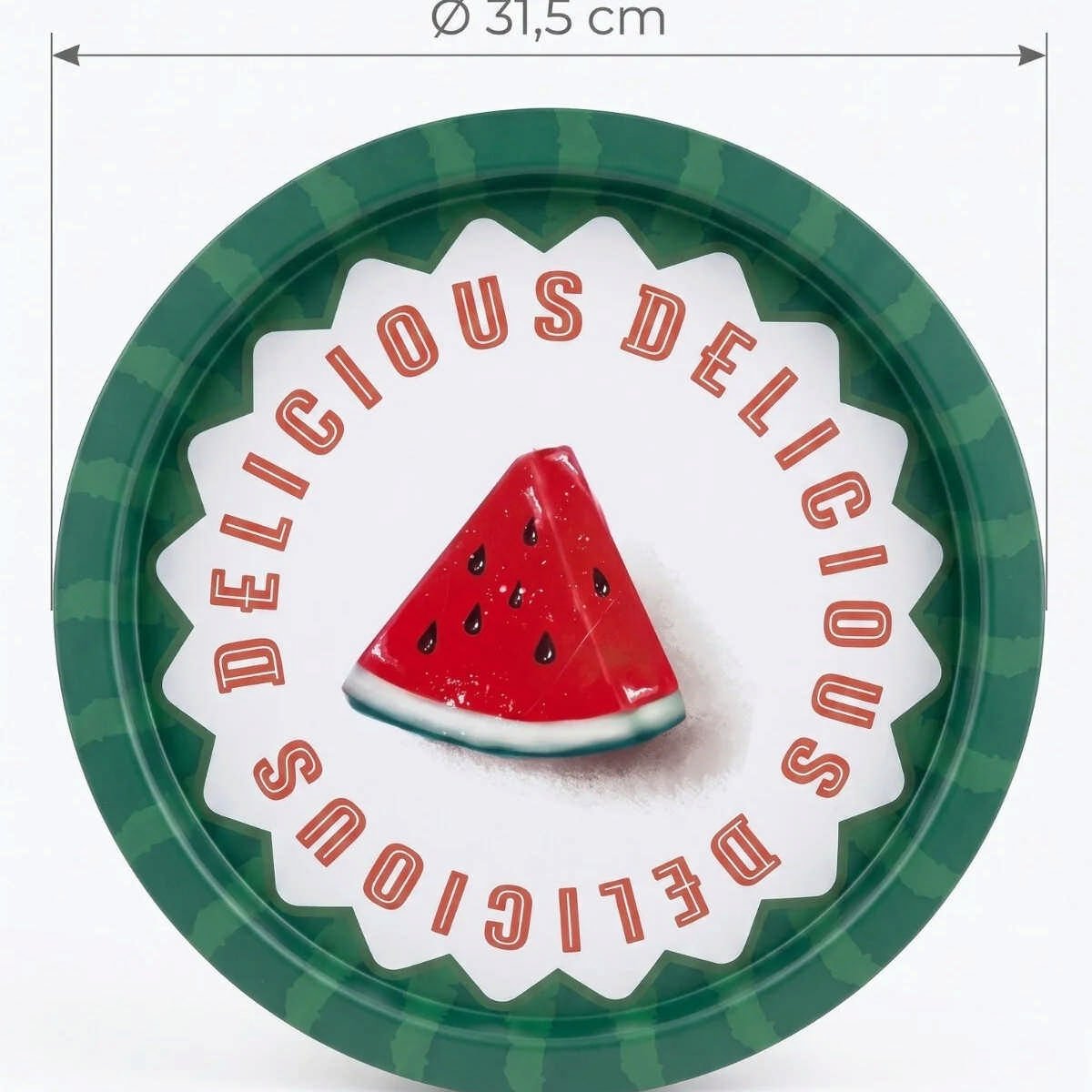 Watermelon Karpuz Desenli Yuvarlak Metal Servis Tepsisi - Ø315 mm — Tepsiler — görsel 4 / 5 — Tinbox