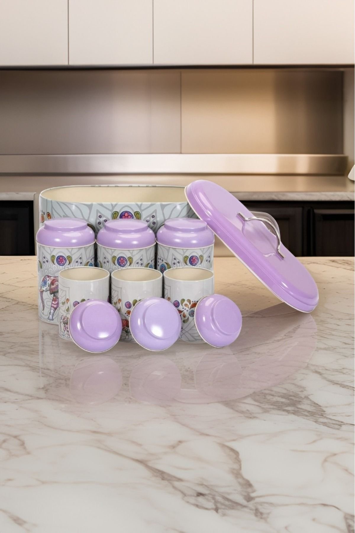 Oval Ekmek Kutusu 7 li Set, Lucky Elephant — Kutu Setleri — görsel 2 / 3 — Tinbox