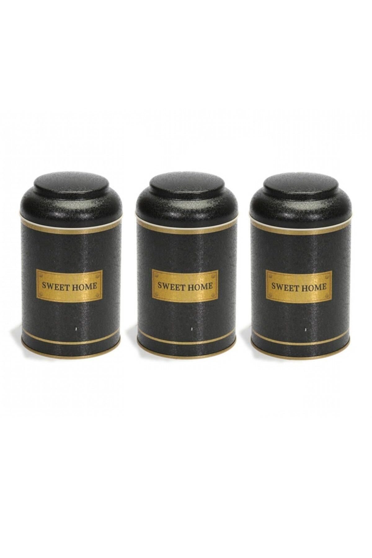 Silindir Saklama Kabı Ø105 3 lü Set, Flat Black Gold — Kutu Setleri — Tinbox