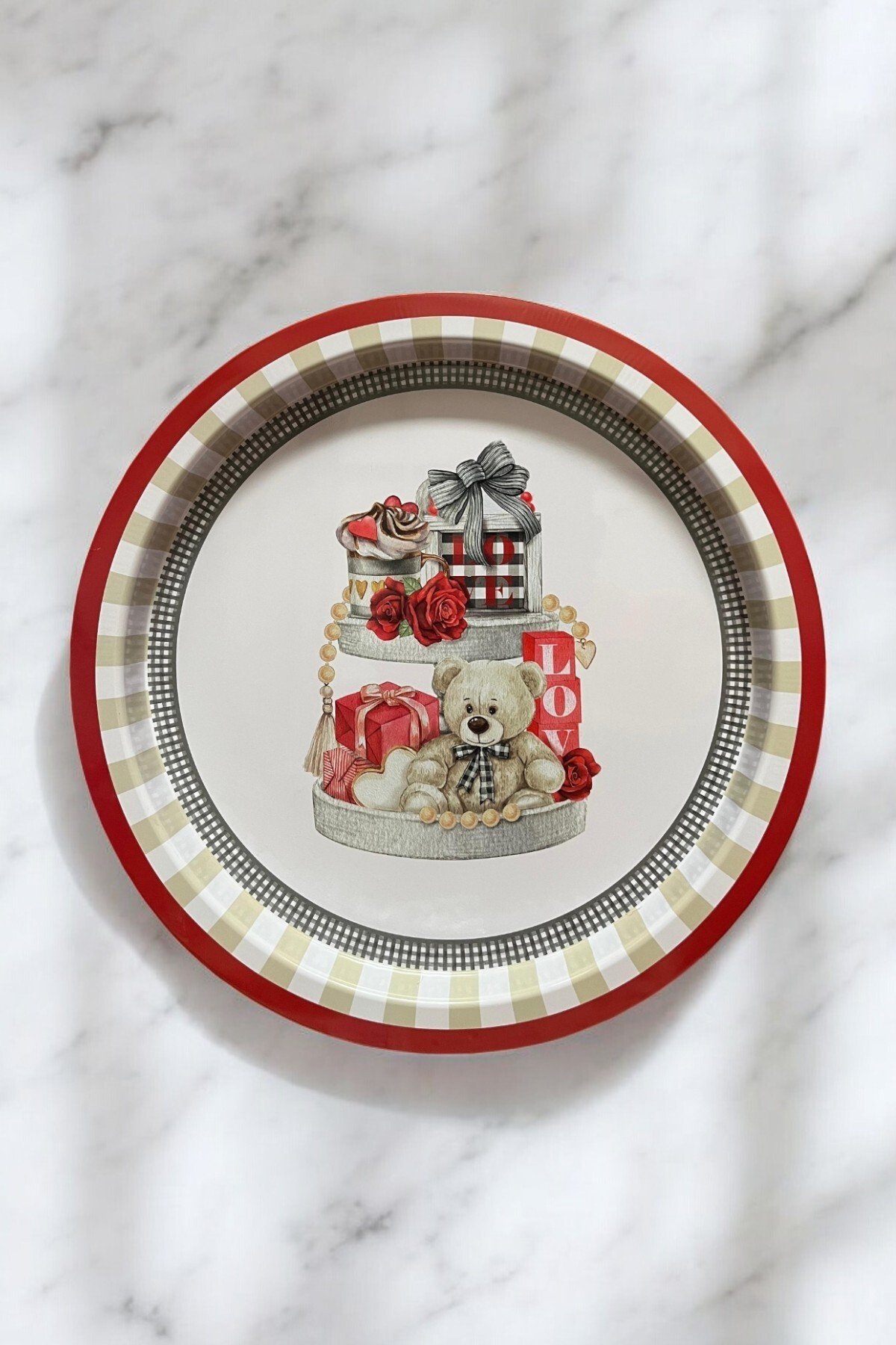 Tepsi, Yuvarlak, Ø370 mm — 101_Valentine Plaid — Tepsiler — Tinbox