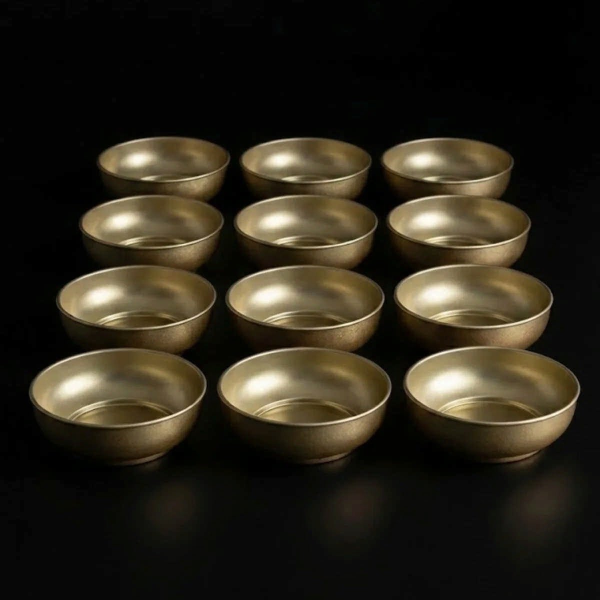 Elegant Matte Gold Snack & Nut Bowls 12-Piece Set - Ø90x30 mm