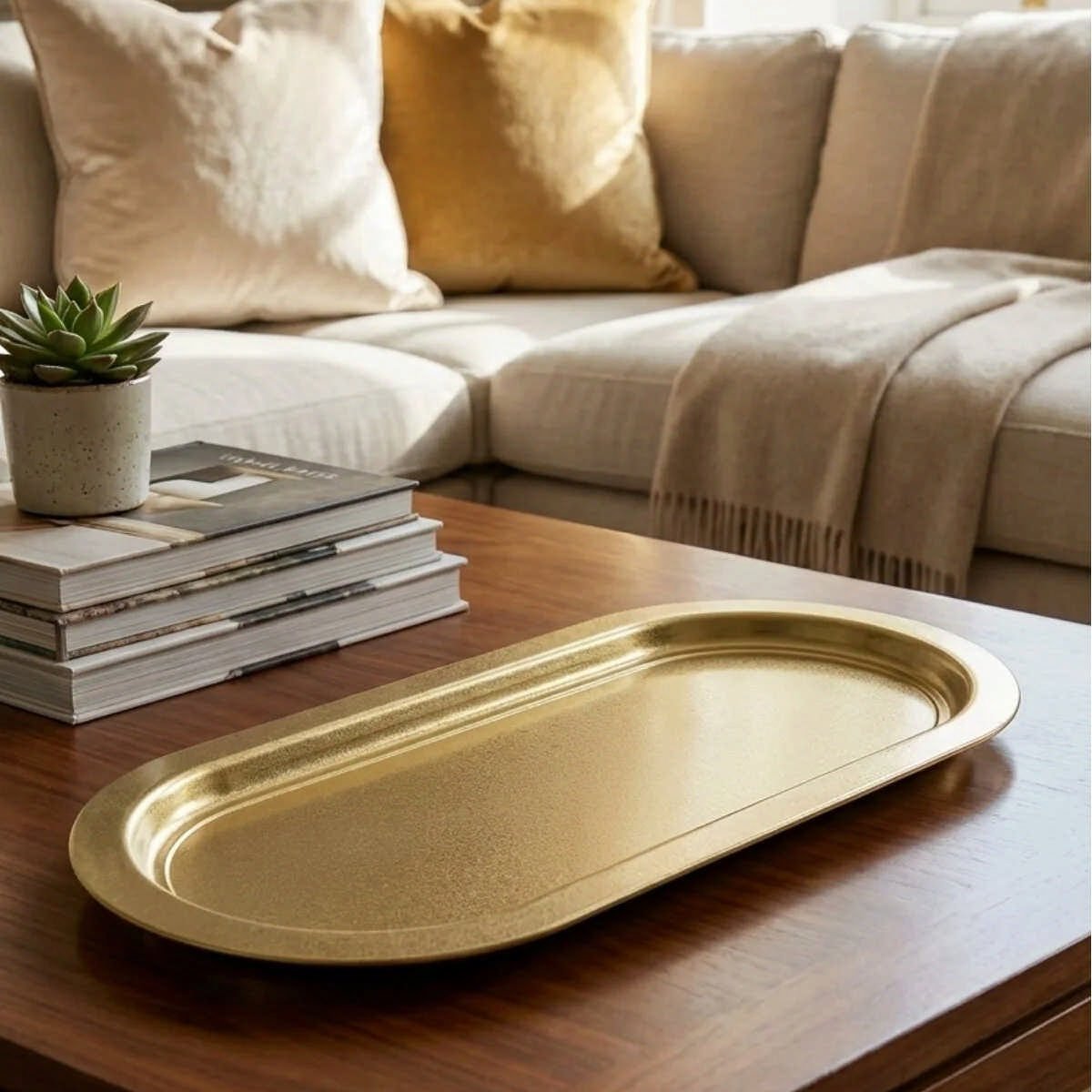 Mat Altın Baton Metal Sunum Tepsisi 2'li Set - 35x16 cm — Tepsiler — görsel 6 / 8 — Tinbox