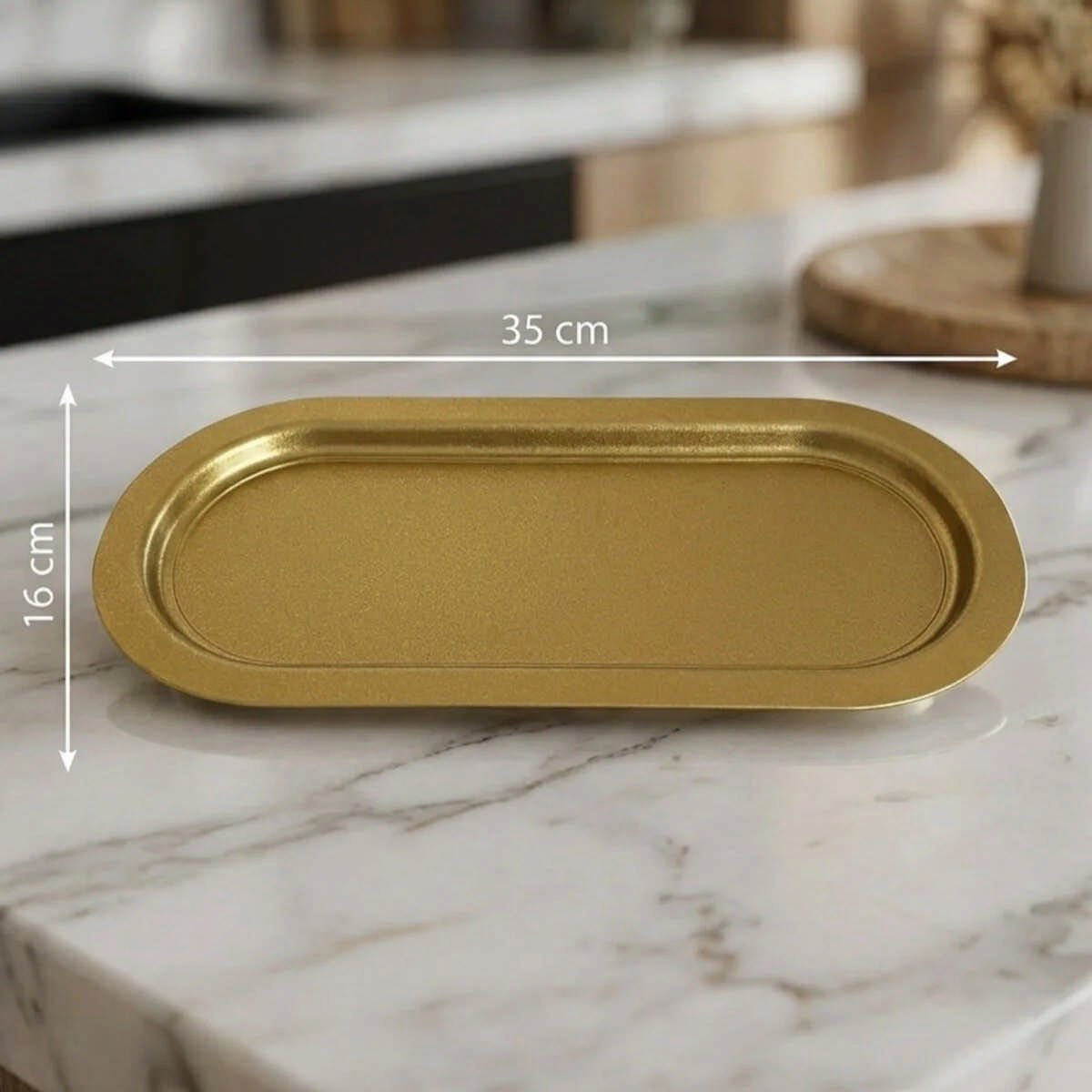 Mat Altın Baton Metal Sunum Tepsisi 2'li Set - 35x16 cm — Tepsiler — görsel 4 / 8 — Tinbox