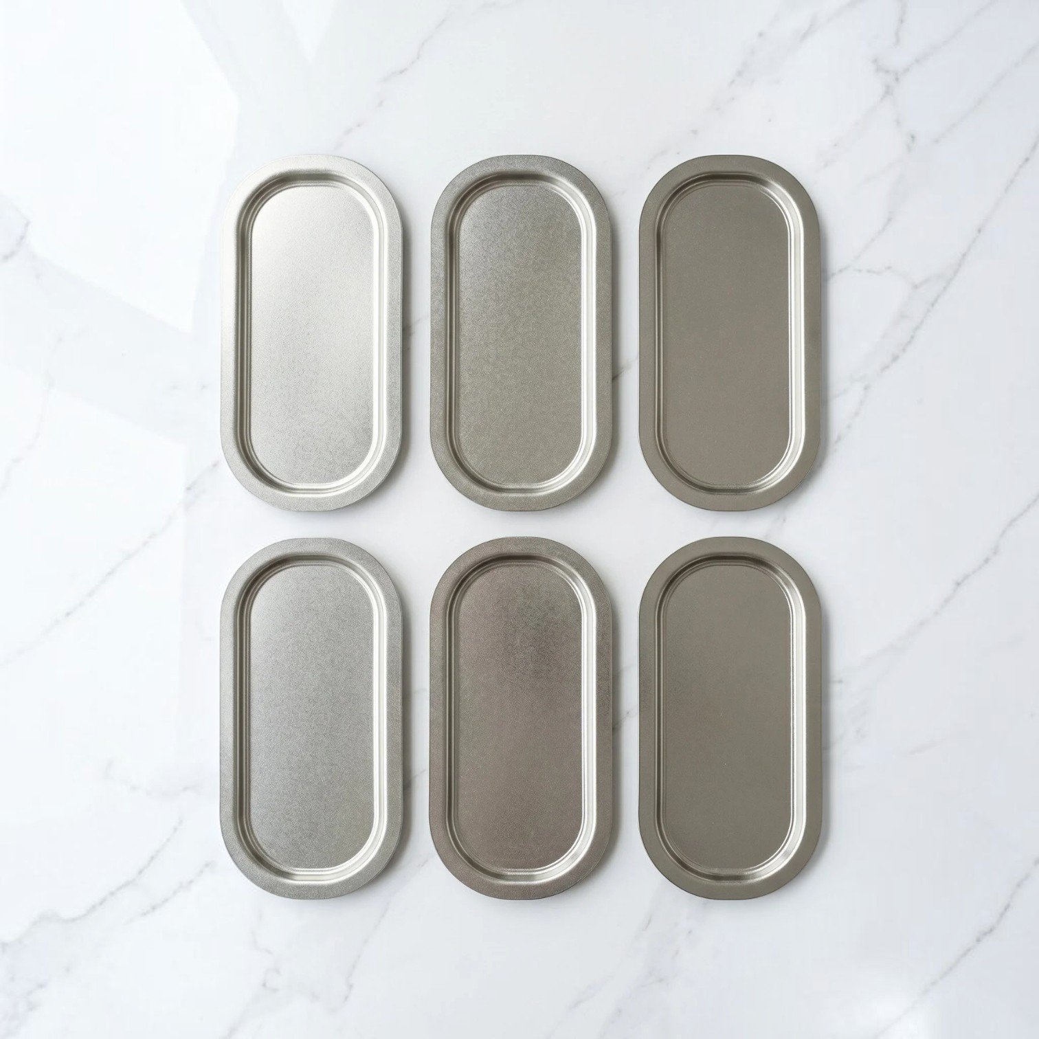 Mat Gümüş Baton Metal Sunum Tepsisi 6'lı Set - 35x16 cm — Tepsiler — görsel 1 / 6 — Tinbox