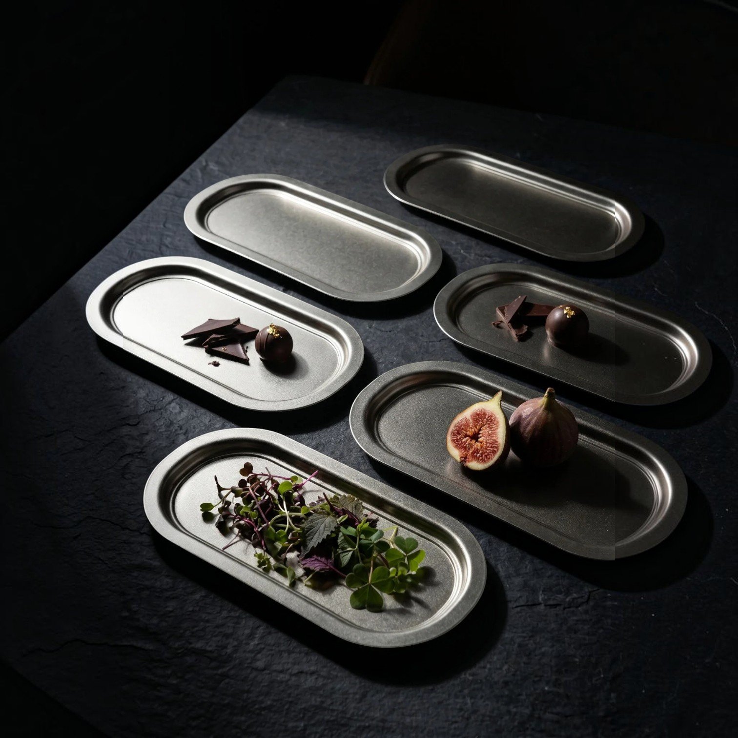 Mat Gümüş Baton Metal Sunum Tepsisi 6'lı Set - 35x16 cm — Tepsiler — görsel 4 / 6 — Tinbox