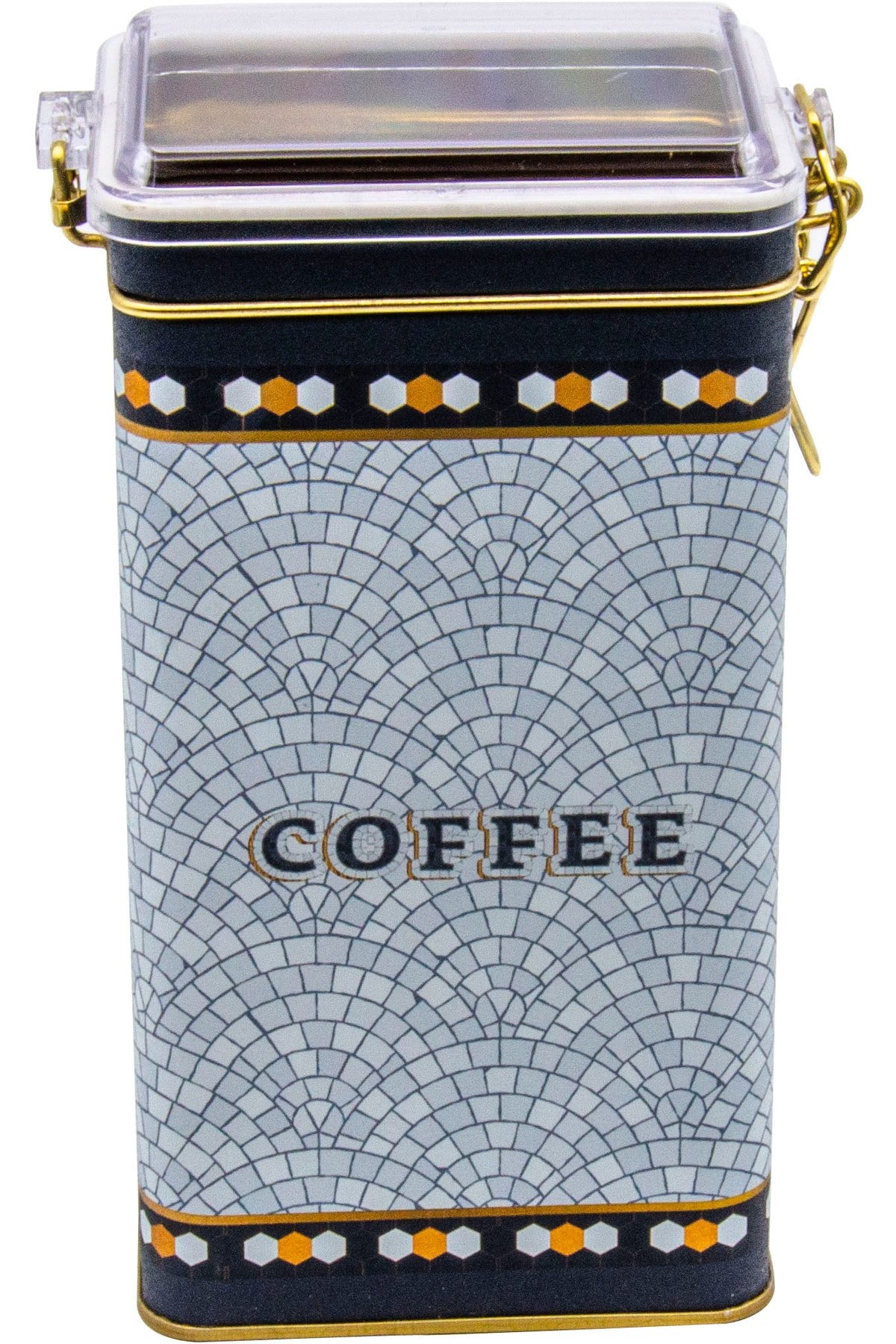 Dikdörtgen Kutu, 75x100x190 mm, Şeffaf Kilitli Kapak, 1,3 lt — Mosaic Coffee — Dikdörtgen Kutular — Tinbox