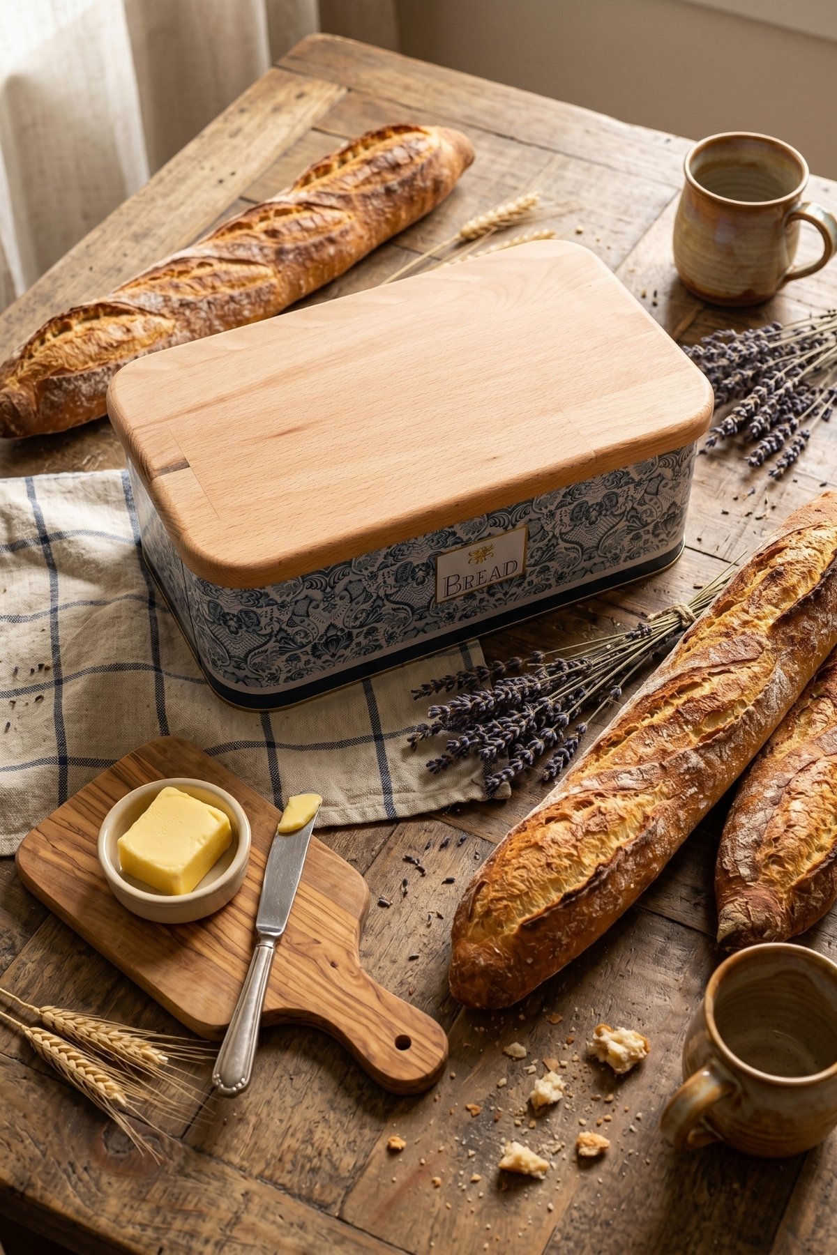 Yeni Tip Ekmek Kutusu, Ahşap Kapak, 9 lt — Azulejos Bread — Ekmeklik — görsel 3 / 5 — Tinbox