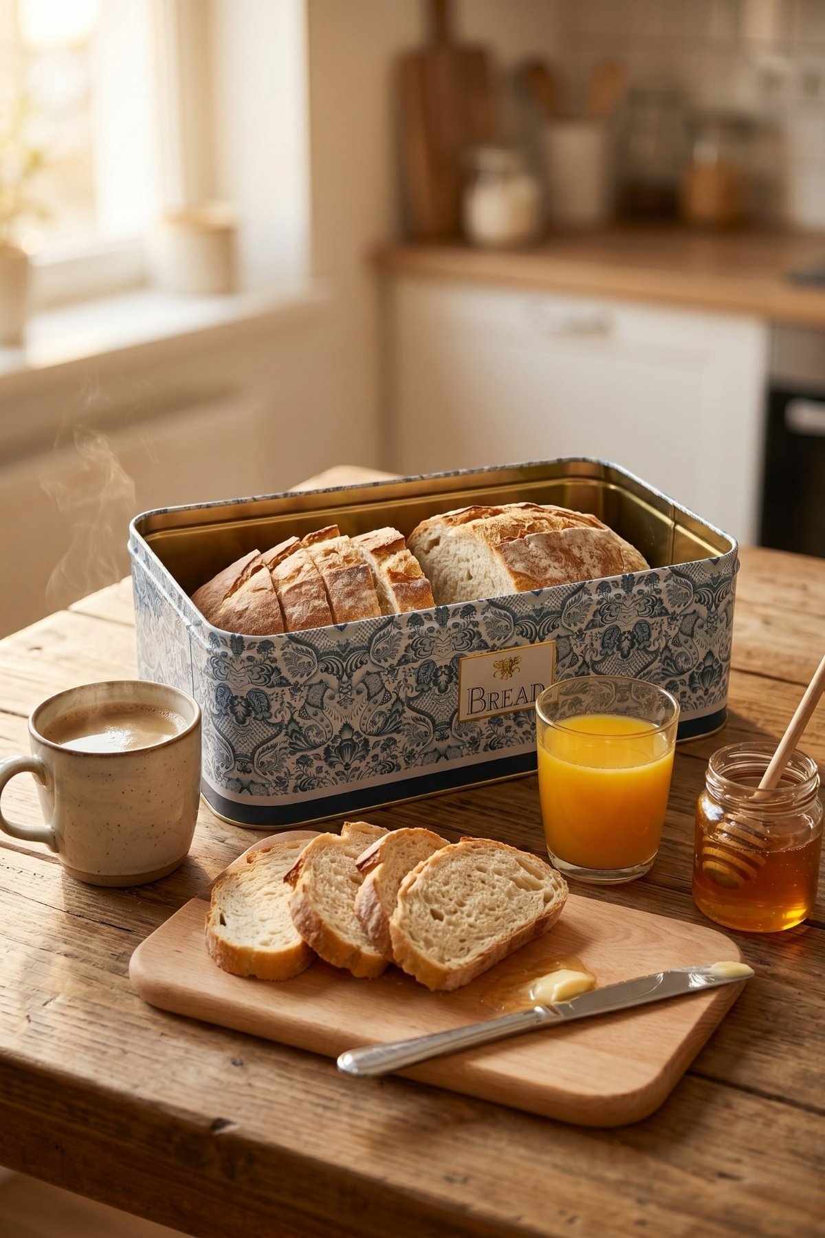 Yeni Tip Ekmek Kutusu, Ahşap Kapak, 9 lt — Azulejos Bread — Ekmeklik — görsel 5 / 5 — Tinbox