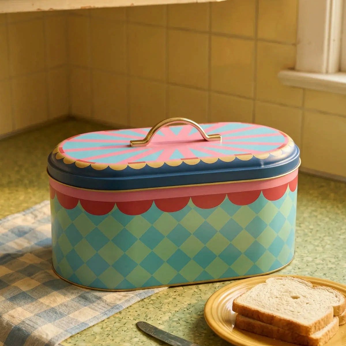 Candy Kisses Oval Metal Ekmek Kutusu - 7 Litre / 17,8 x 33,8 x 15,2 cm — Ekmeklik — görsel 5 / 5 — Tinbox
