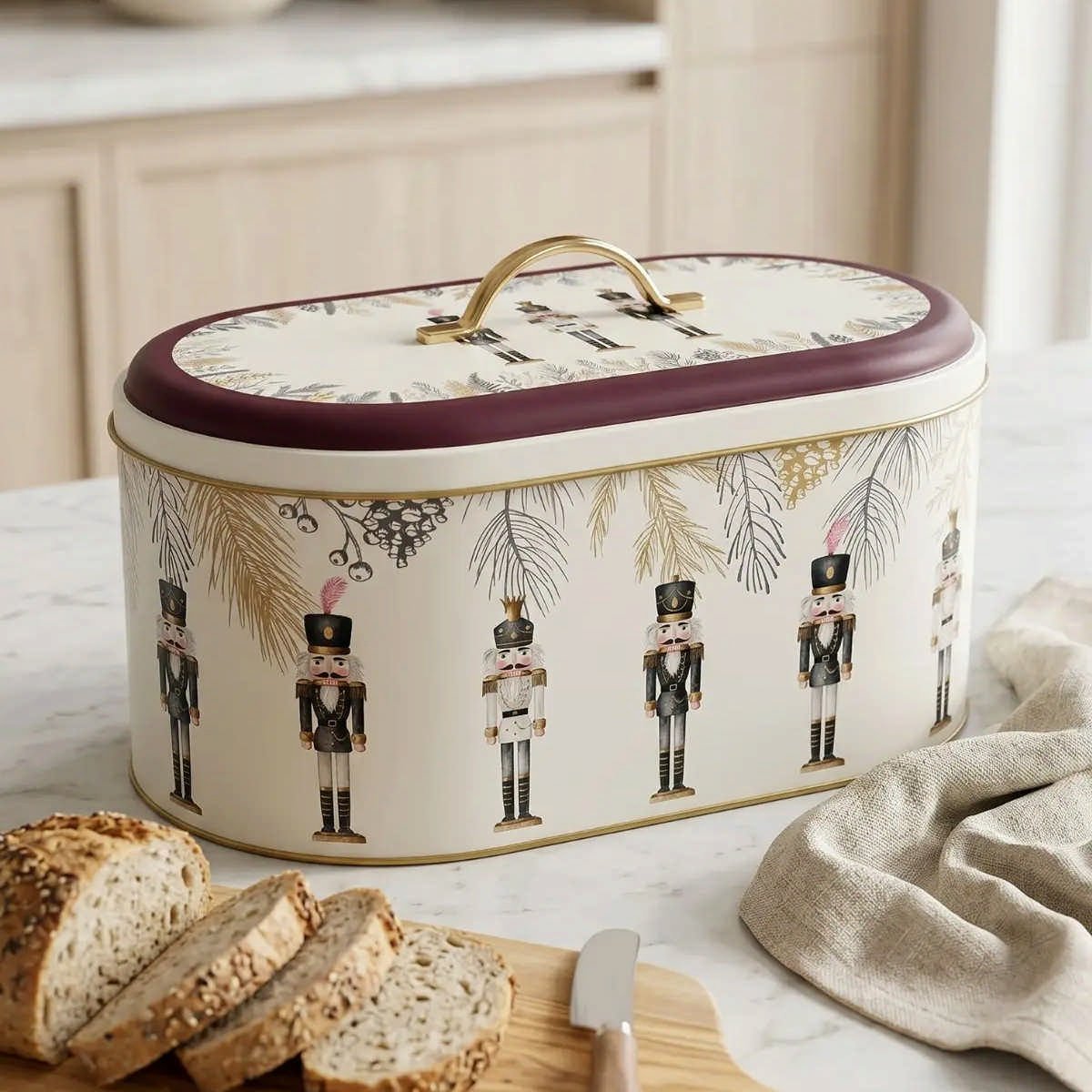 Golden March Oval Metal Ekmek Kutusu - 7 Litre / 17,8 x 33,8 x 15,2 cm — Ekmeklik — görsel 2 / 5 — Tinbox