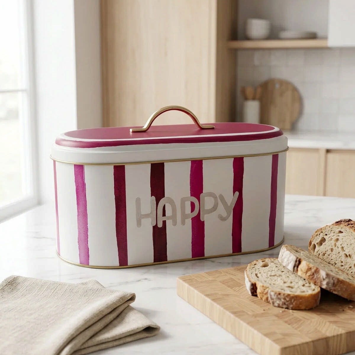 Aura Happy Oval Metal Ekmek Kutusu - 7 Litre / 17,8 x 33,8 x 15,2 cm — Ekmeklik — görsel 2 / 5 — Tinbox