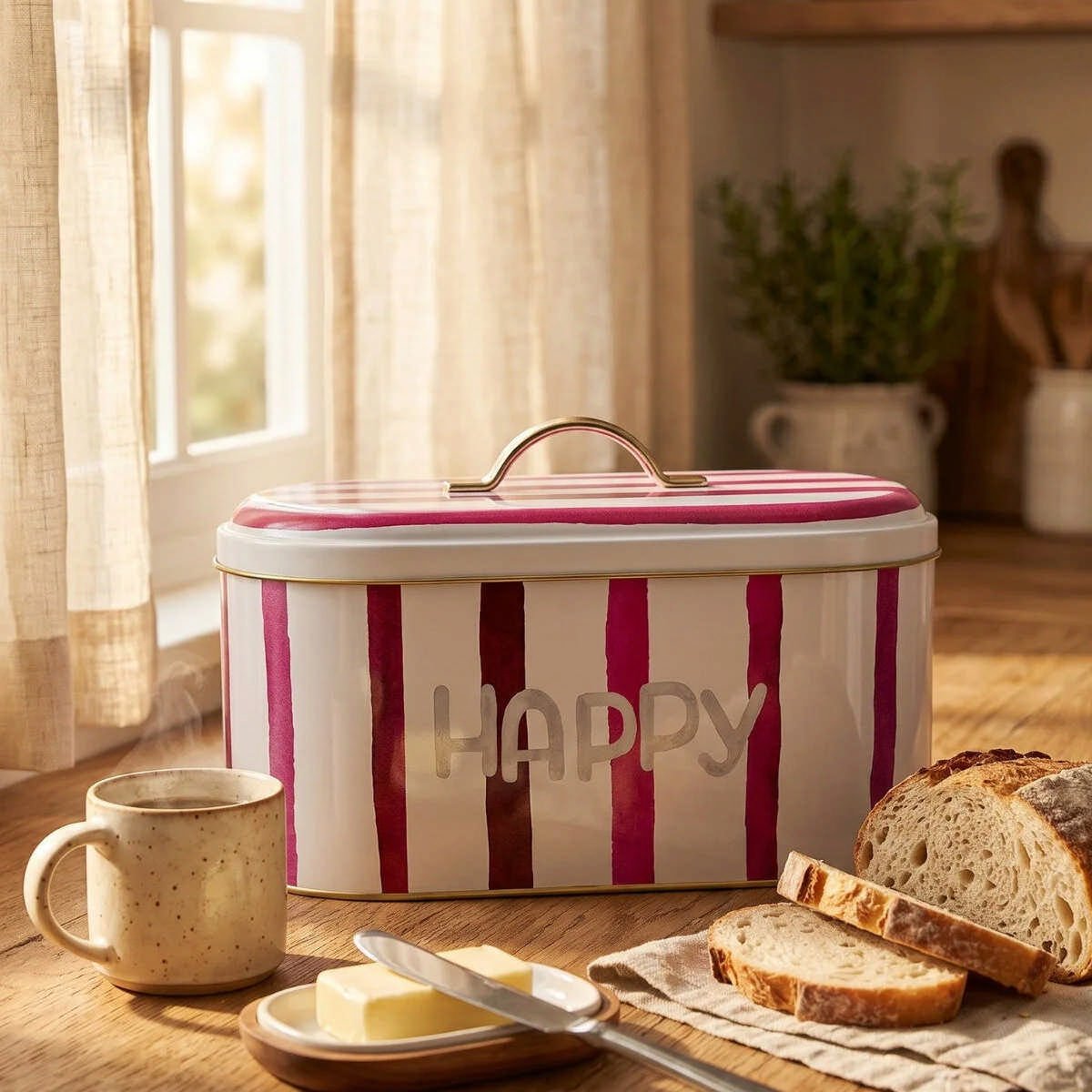 Aura Happy Oval Metal Ekmek Kutusu - 7 Litre / 17,8 x 33,8 x 15,2 cm — Ekmeklik — görsel 3 / 5 — Tinbox