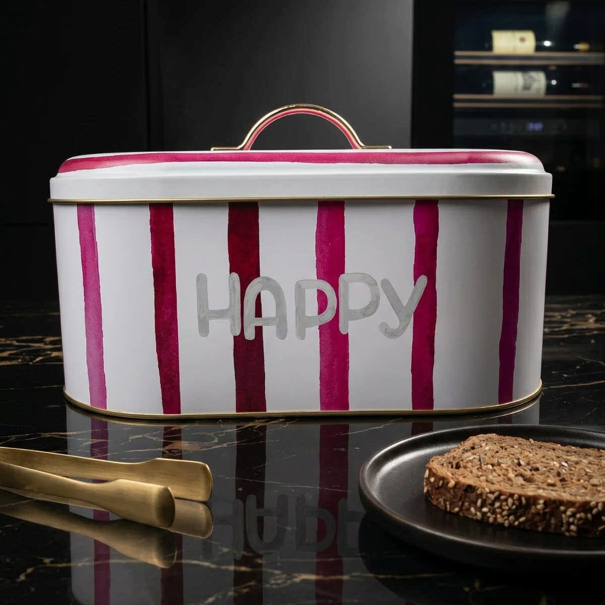 Aura Happy Oval Metal Ekmek Kutusu - 7 Litre / 17,8 x 33,8 x 15,2 cm — Ekmeklik — görsel 1 / 5 — Tinbox