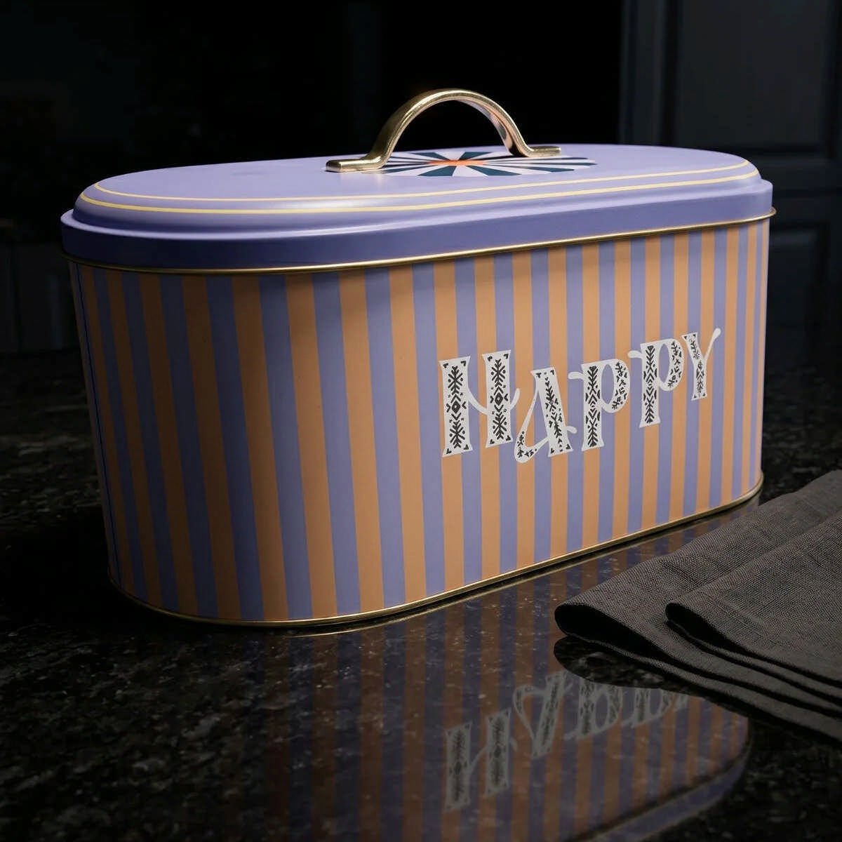 Feel Moods Happy Oval Metal Ekmek Kutusu - 7 Litre / 17,8 x 33,8 x 15,2 cm — Ekmeklik — görsel 1 / 4 — Tinbox