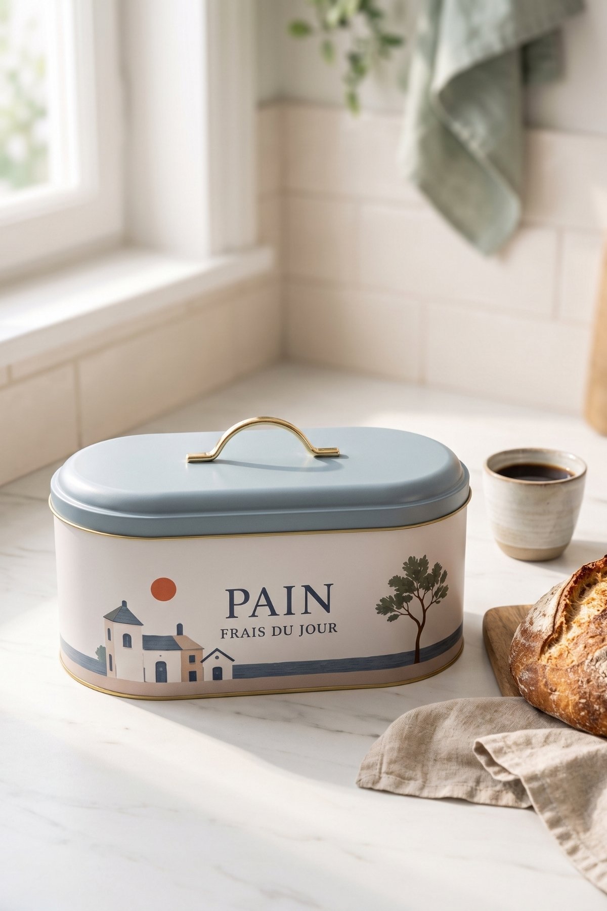 Oval Metal Ekmek Kutusu 7 Litre, 17.8 x 33.8 x 15.2 cm — Mediterraneo — Ekmeklik — Tinbox
