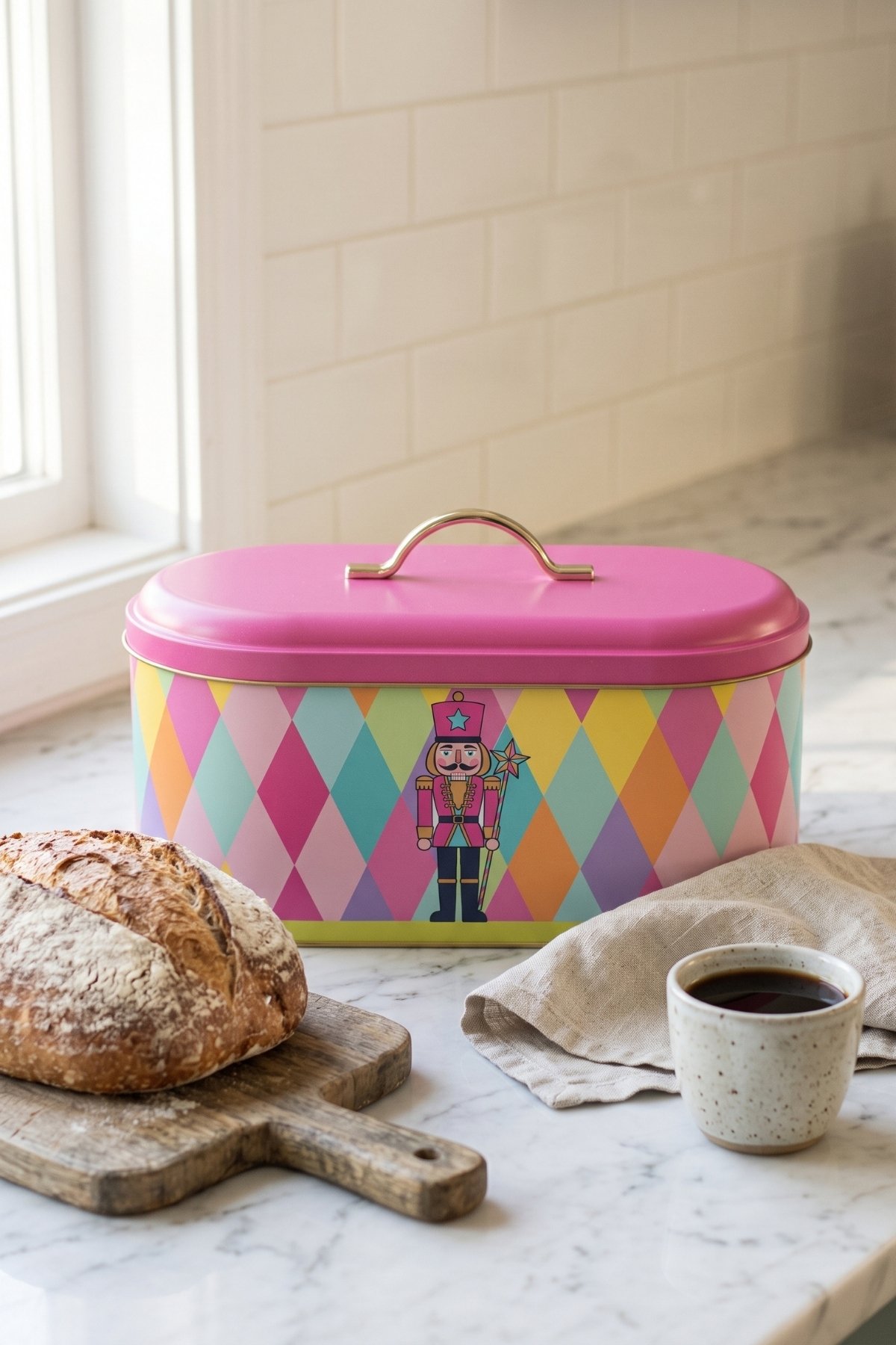 Oval Metal Ekmek Kutusu 7 Litre, 17.8 x 33.8 x 15.2 cm — Neon Nutcracker — Ekmeklik — Tinbox