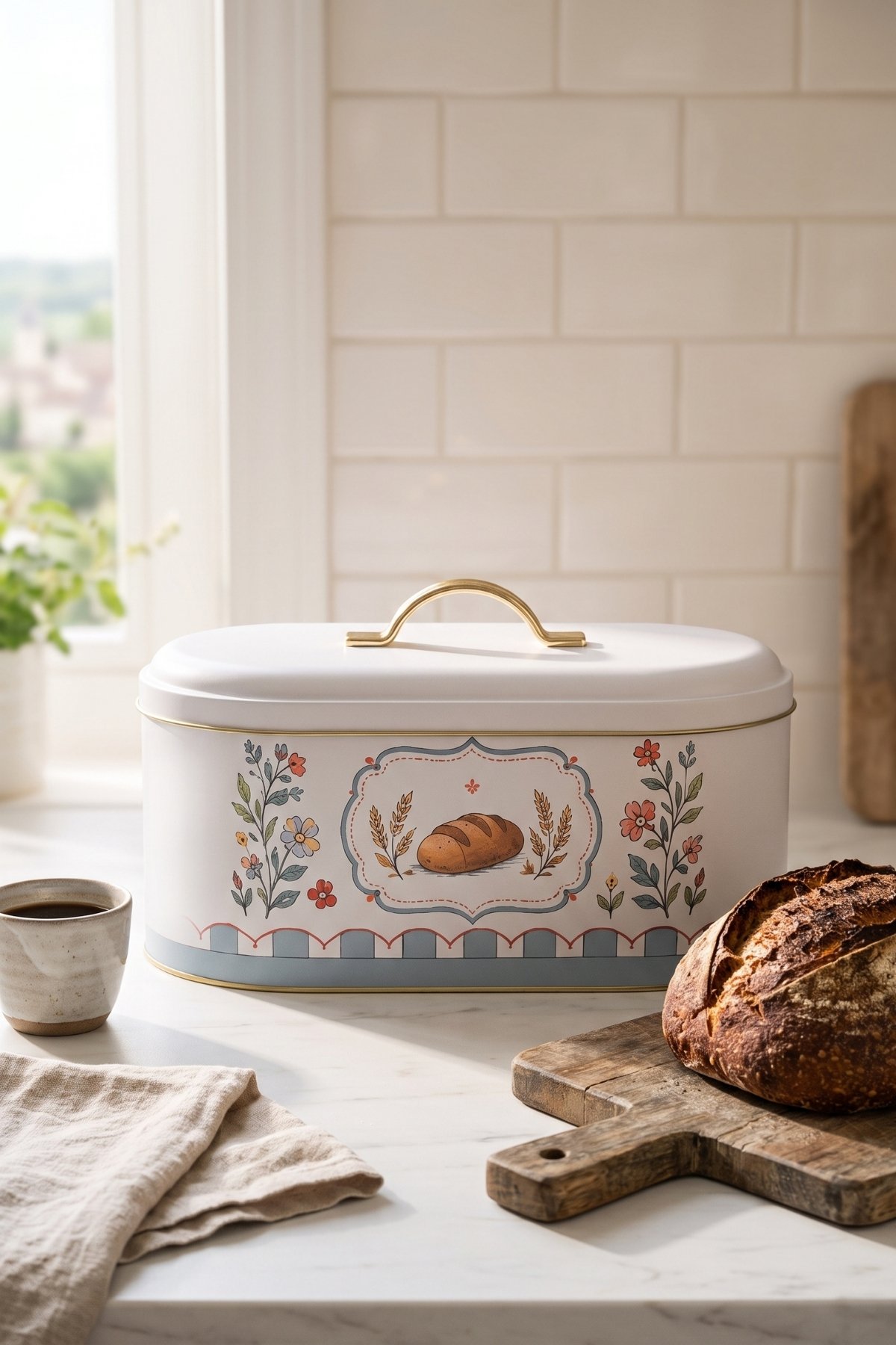 Oval Metal Ekmek Kutusu 7 Litre, 17.8 x 33.8 x 15.2 cm — Whimsical — Ekmeklik — Tinbox