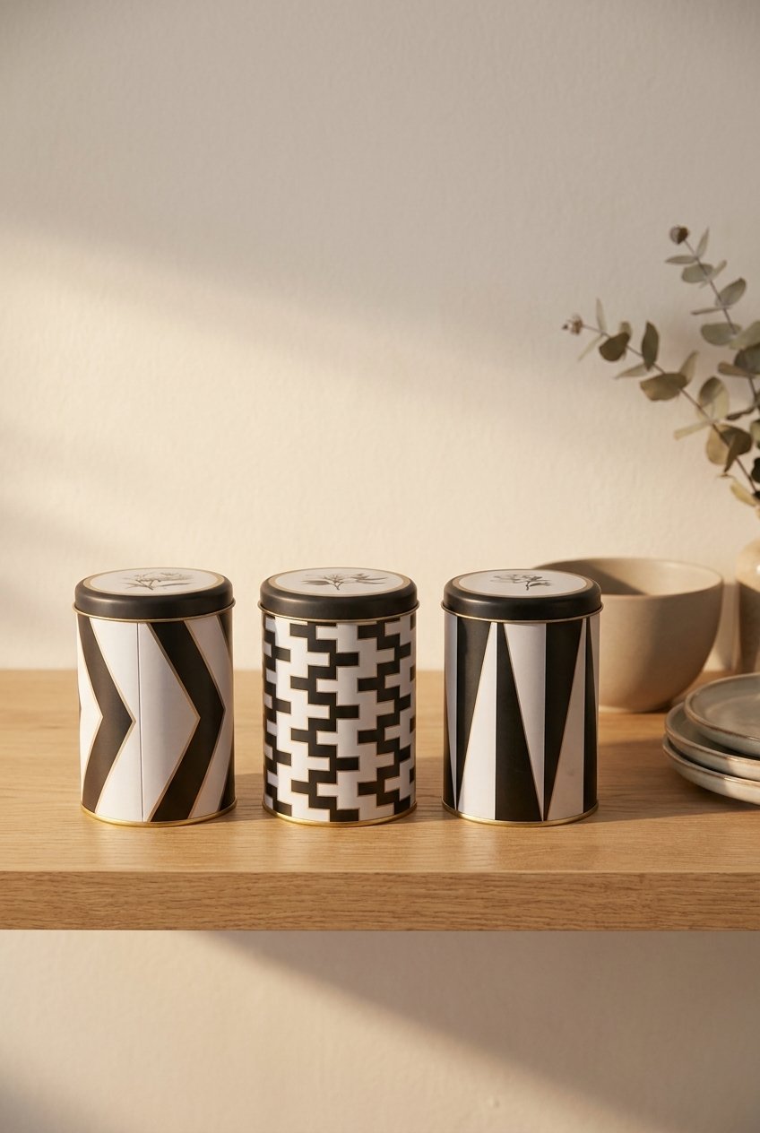 Silindir Saklama Kabı 3 lü Set Ø90, Maze Flower — Yeni Ürünler (Taslak) — görsel 3 / 4 — Tinbox