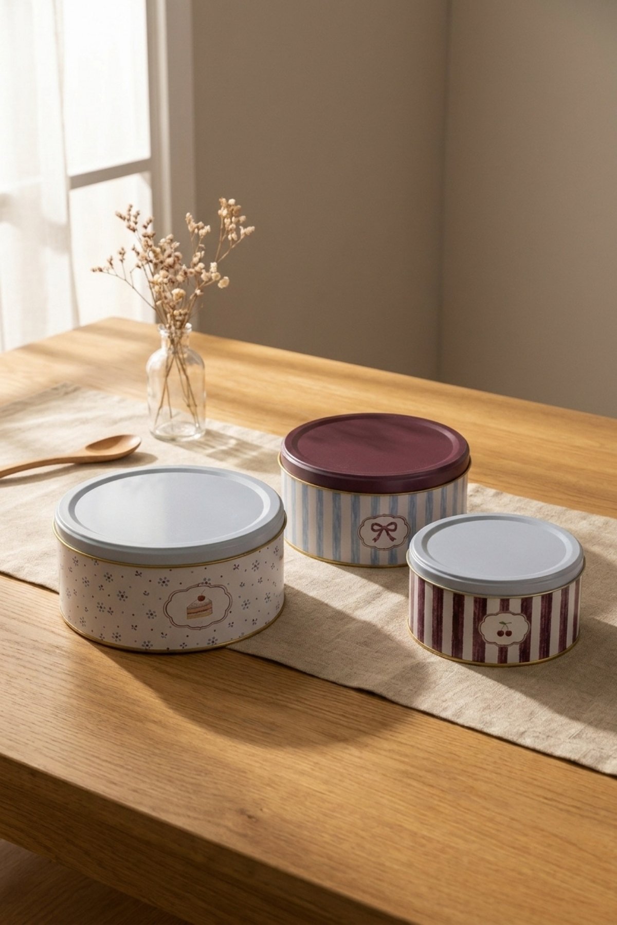 Silindir 3 lü Set Ø215_Ø175_Ø140/Damson — Kutu Setleri — görsel 3 / 3 — Tinbox
