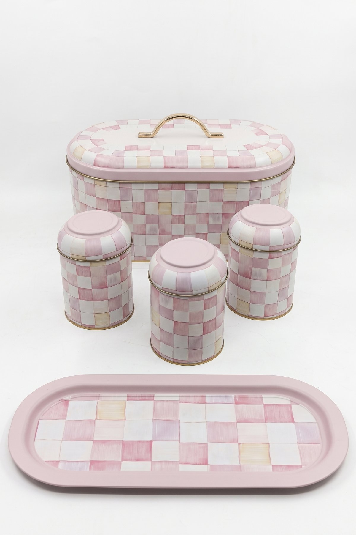 Yeni Oval Ekmeklik Full Filment Set, Pink Checkers — Kutu Setleri — görsel 4 / 5 — Tinbox