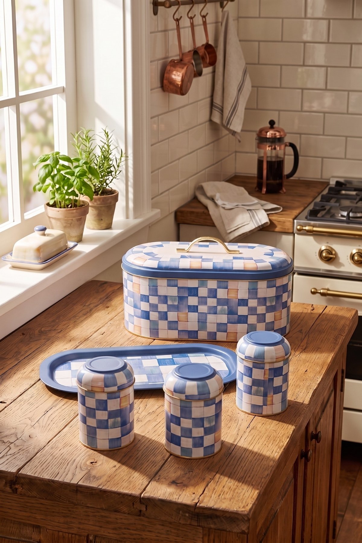 Yeni Oval Ekmeklik Full Filment Set, Blue Checkers — Box Sets — view 2 of 5 — Tinbox