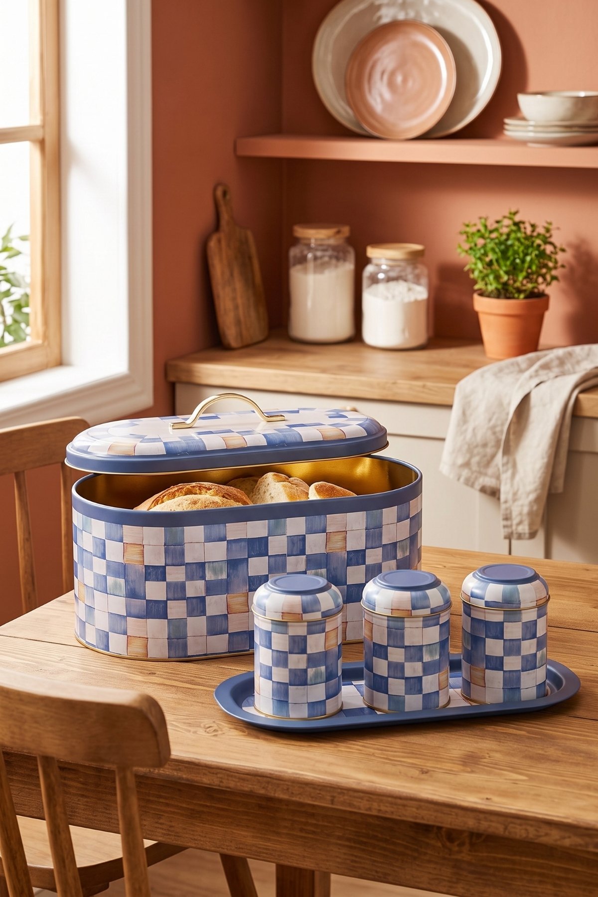 Yeni Oval Ekmeklik Full Filment Set, Blue Checkers — Box Sets — view 3 of 5 — Tinbox