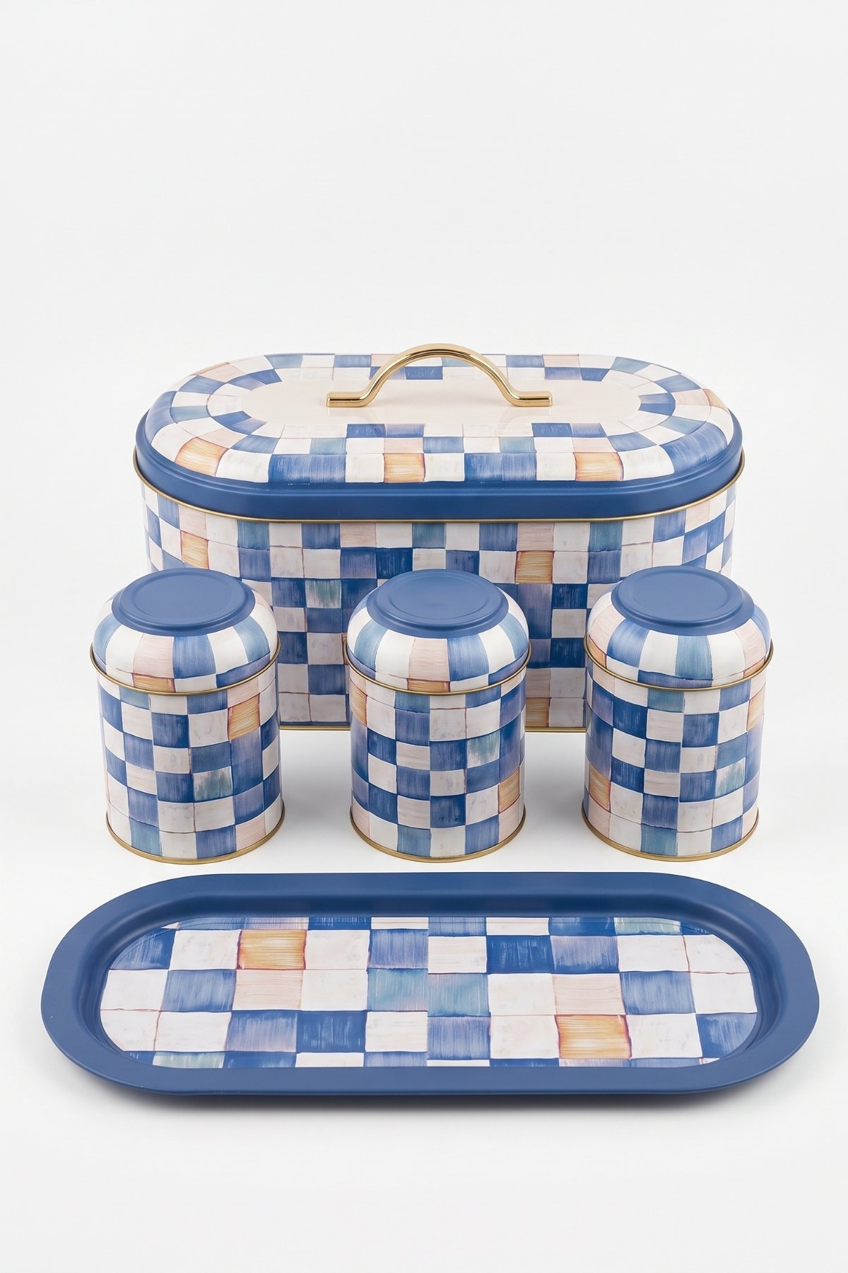 Yeni Oval Ekmeklik Full Filment Set, Blue Checkers — Box Sets — view 4 of 5 — Tinbox