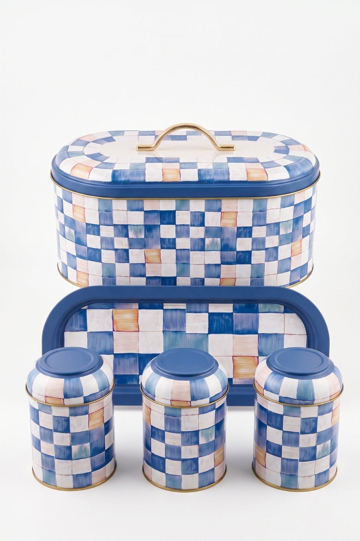 Yeni Oval Ekmeklik Full Filment Set, Blue Checkers — Box Sets — view 5 of 5 — Tinbox