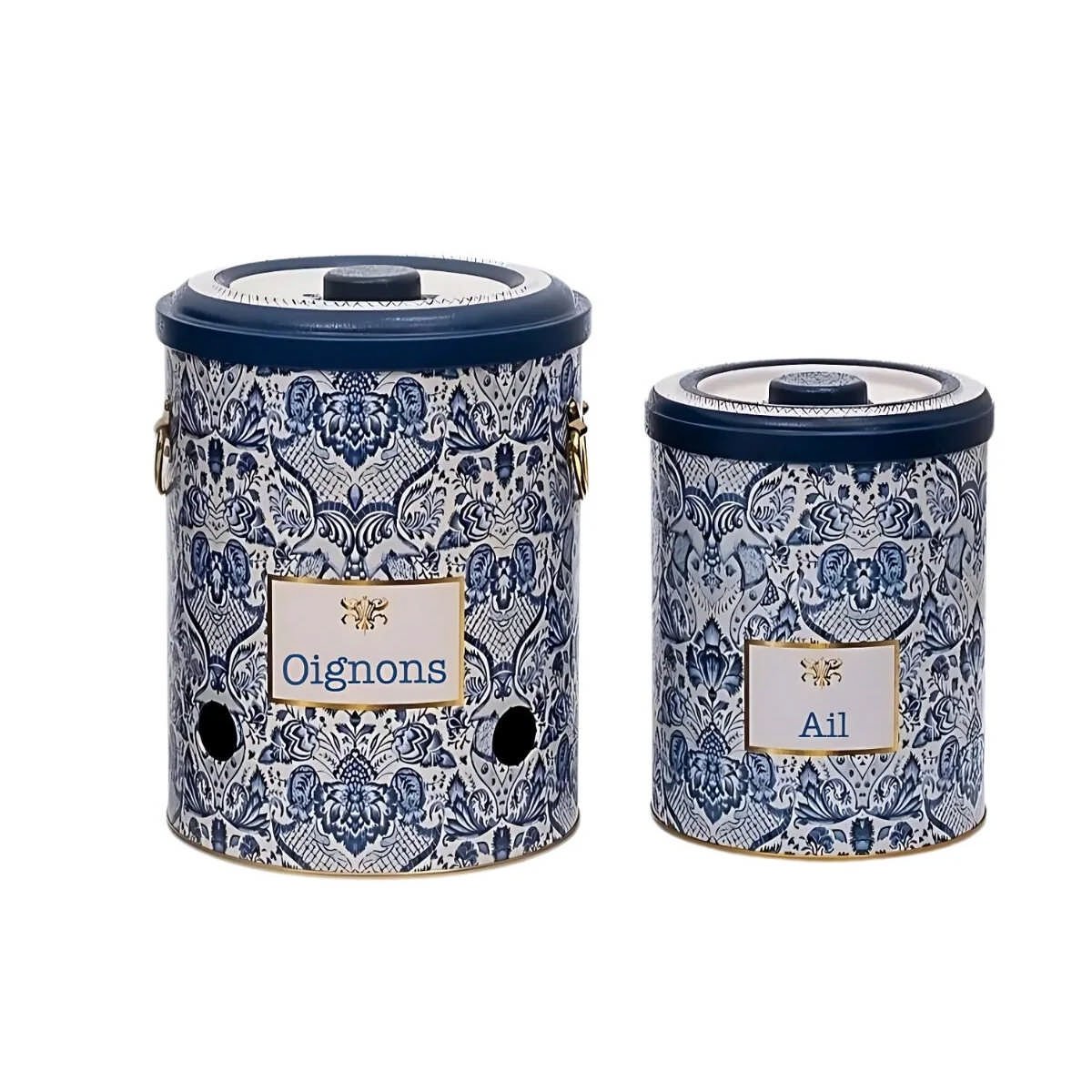 Azulejos Metal Soğan ve Sarımsak Saklama Kabı 2'li Set - 5 Lt & 2.5 Lt — Ekmeklik — görsel 3 / 5 — Tinbox