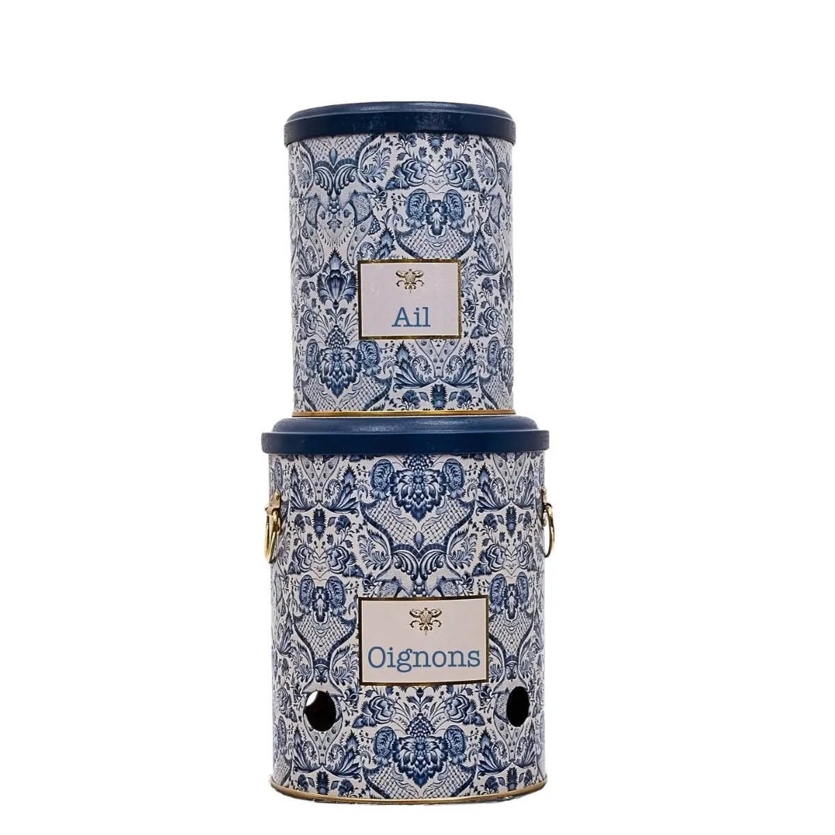 Azulejos Metal Soğan ve Sarımsak Saklama Kabı 2'li Set - 5 Lt & 2.5 Lt — Ekmeklik — görsel 4 / 5 — Tinbox