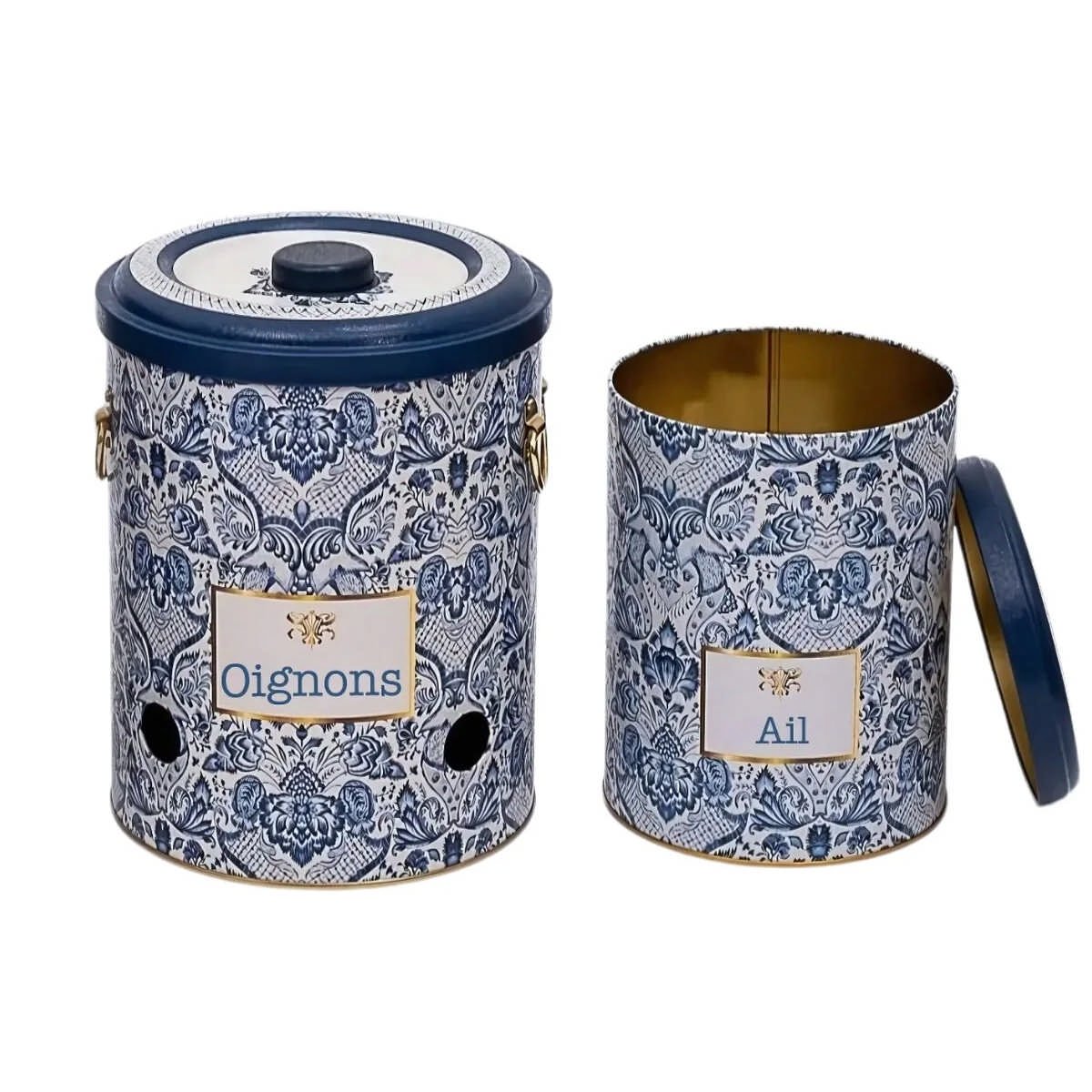 Azulejos Metal Soğan ve Sarımsak Saklama Kabı 2'li Set - 5 Lt & 2.5 Lt — Ekmeklik — görsel 5 / 5 — Tinbox