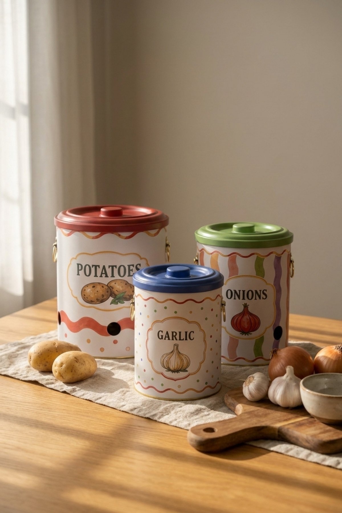 Pat-Soğan-Sarımsak 3 lü Set/Dopamine — Patates Soğan ve Sarımsak Saklama Kabı — görsel 2 / 3 — Tinbox