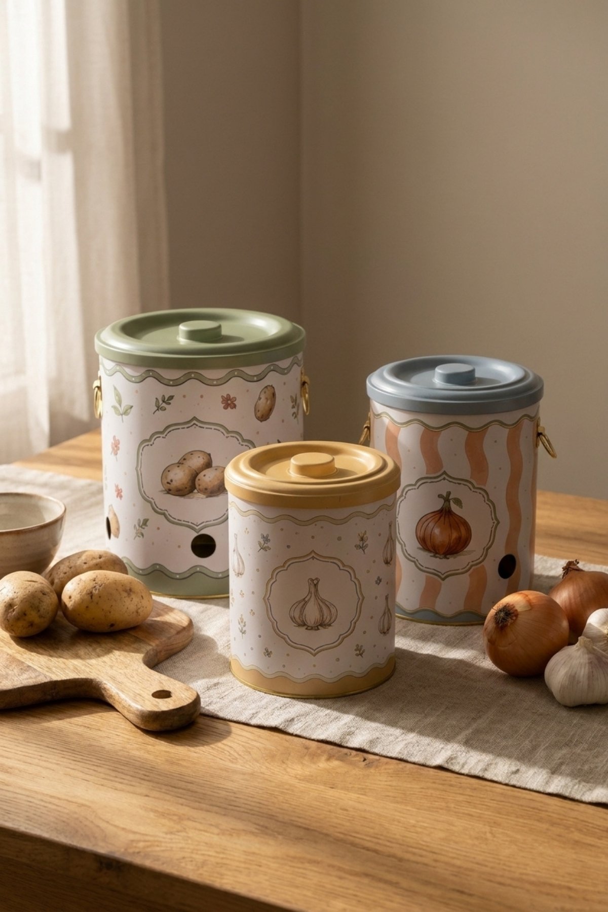Pat-Soğan-Sarımsak 3 lü Set/Whimsical — Patates Soğan ve Sarımsak Saklama Kabı — görsel 3 / 3 — Tinbox