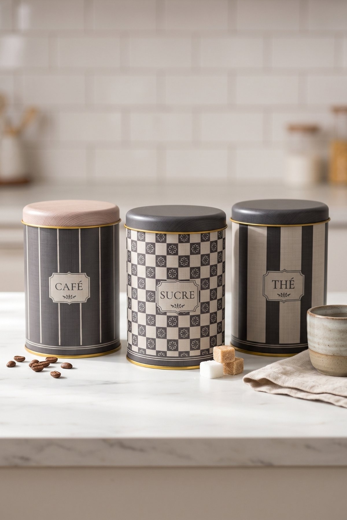 Silindir Saklama Kabı 3 lü Set Ø90/French Bistro — Kutu Setleri — görsel 2 / 3 — Tinbox