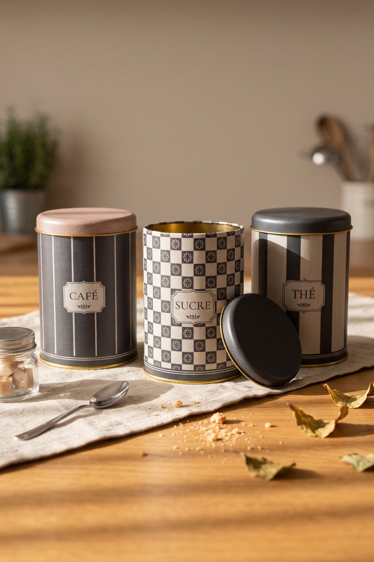 Silindir Saklama Kabı 3 lü Set Ø90/French Bistro — Kutu Setleri — görsel 3 / 3 — Tinbox