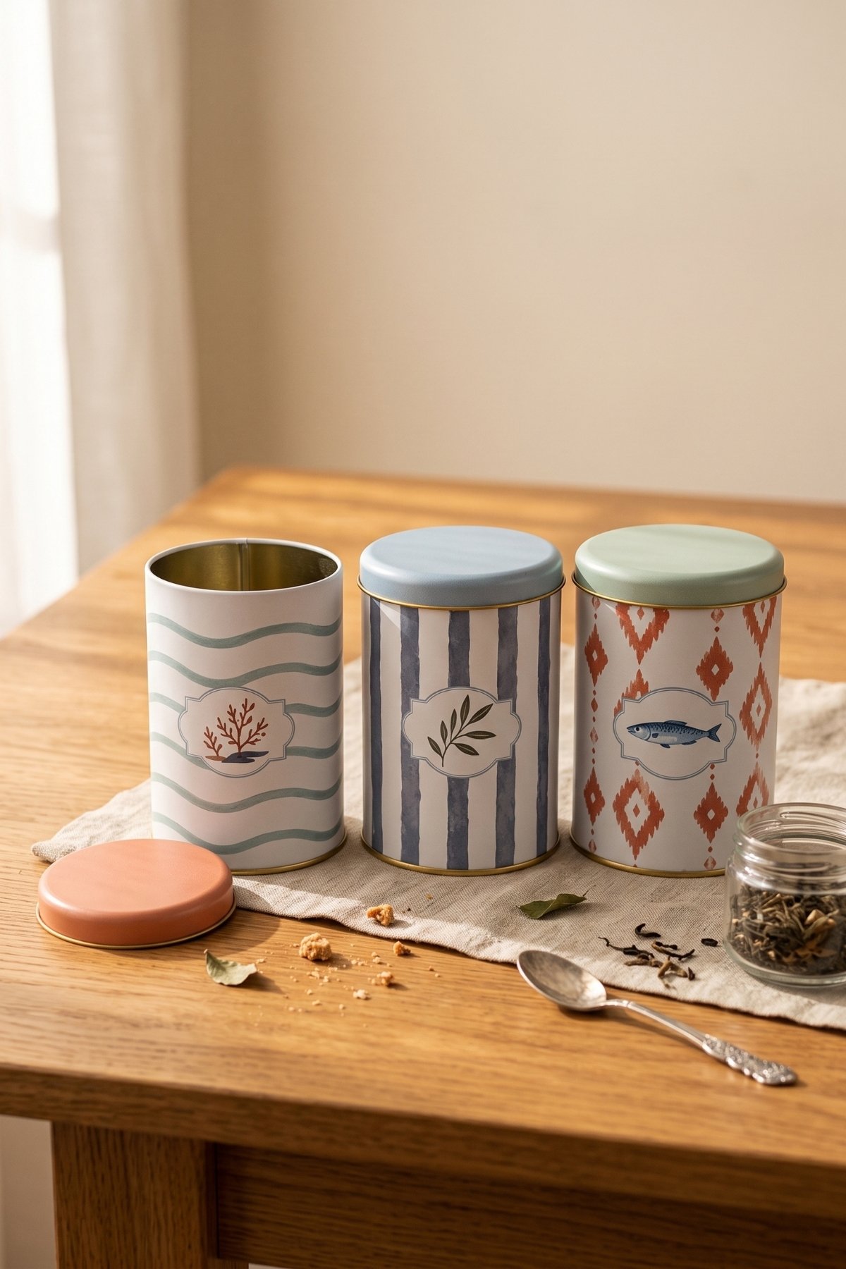 Silindir Saklama Kabı 3 lü Set Ø90/Mediterraneo — Kutu Setleri — görsel 3 / 3 — Tinbox